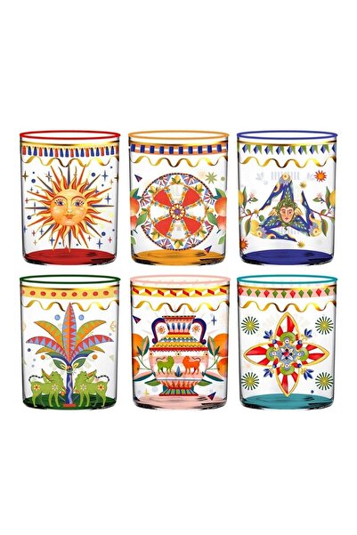 Baci Milano Dolce Vita Set of 6 Glass Cups 370 ml