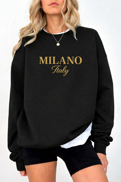 Pink Sky Unisex supradimensionat Bumbac cu imprimeu Swea tricou Milano Italia