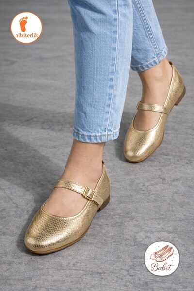 AlbiShoes Women's Snake Leather Model Buckle Ballerinas Daily Office Shoes St...