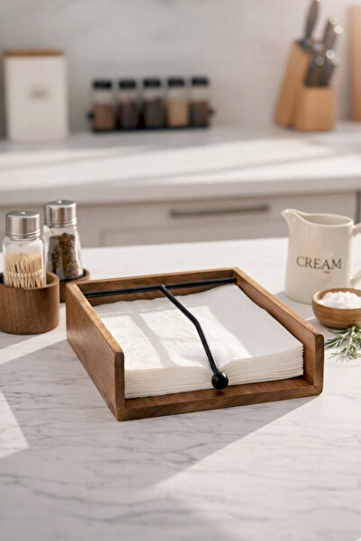 Kitchen Life Modern Acacia Square Napkin Holder