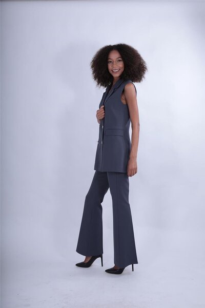 ÖNDER ÖZSOY سترة رجالية Yaka بأزرار على الجهتين وبنطلون مطاطي واسع الأرجل بدل...