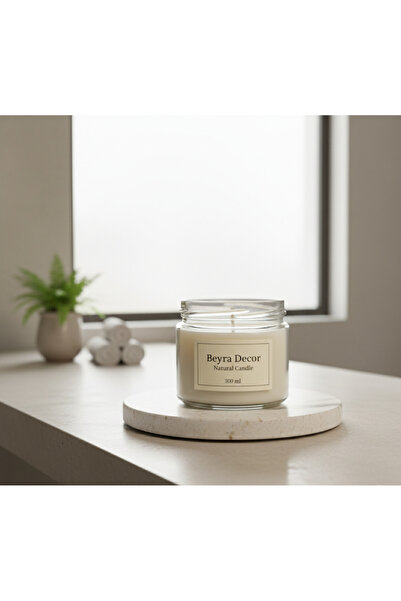 beyra decor Doğal Cam Kavanoz Mum 300 ml | El Yapımı | Dekoratif & Hediye Mum