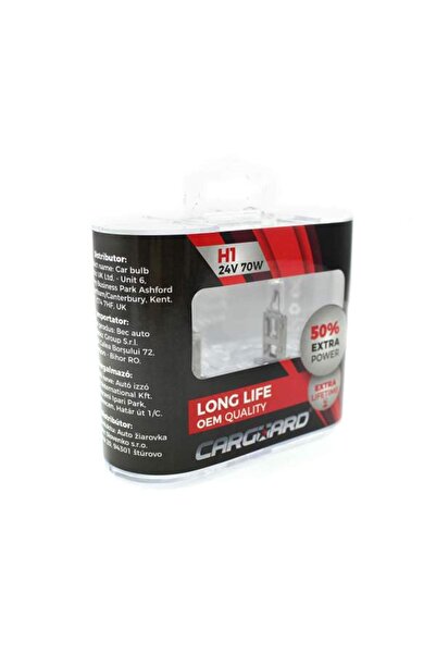 CarGuard Set de 2 becuri Halogen 24V - H1, 70W, +50% Intensitate - LONG LIFE -