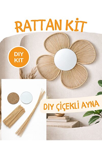 StapHome Rattan kit | çiçekli ayna | kendin yap dıy set (~40cm)