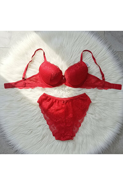 Hirazenmoda Lace Padded Bra Panty Set Push-Up Underwire Women's Lingerie Set ...