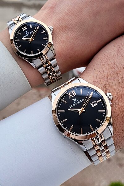 Daniel Klein Bronz Metalik Siyah Renk Sevgili Çift Kol Saati