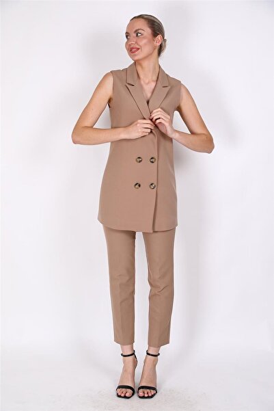 ÖNDER ÖZSOY Long Men's Collar Double-Breasted Hijab Vest & Elastic Tight-Legg...