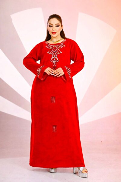 Kaptins Kadın Siyah Uzun Elbise Kadife Kumaş