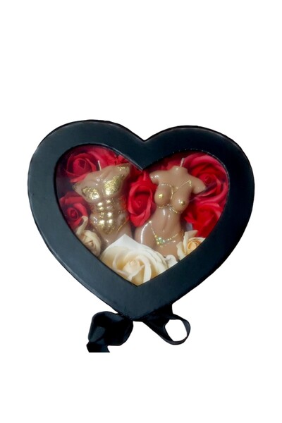 OEM Set de lumânări cu cutie dublă, special, negru și flori