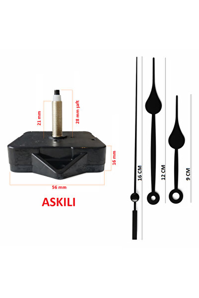 EXİZ TİCARET Askılı 28 mm Şaft Akar Sessiz Duvar Saati Mekanizması -Metal akr...