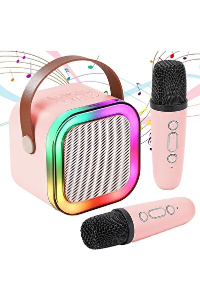 zola Set karaoke cu difuzor si 2 microfoane, Bluetooth 5.3, efecte voce, LED,...