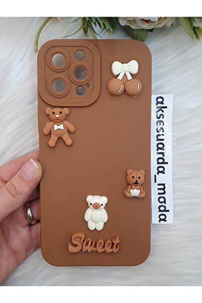 Aksesuarda Moda iPhone 12 Pro Max Compatible Silicone Case with Cute Teddy Be...