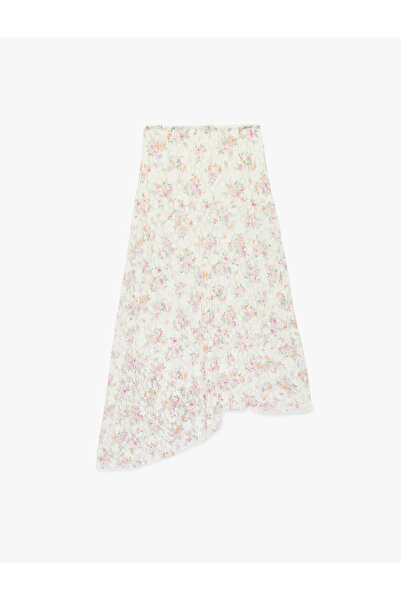 Koton Fusta asimetrică din dantelă midi cu croială flori