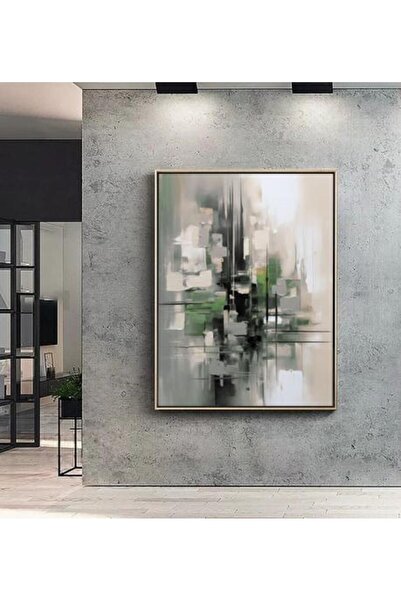 lawhat Abstract home decor painting in shades of oil, black, white, and gray,...