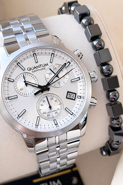 Quantum ساعة يد رجالية كاملة من الفولاذ مقاومة للماء 10 ATM + سوار هدية VS.BL...