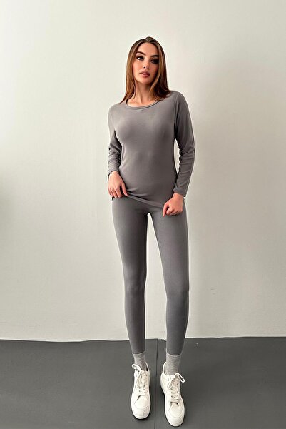 Elbee Fashion Woman Gray Thermo Fit Thermal Set