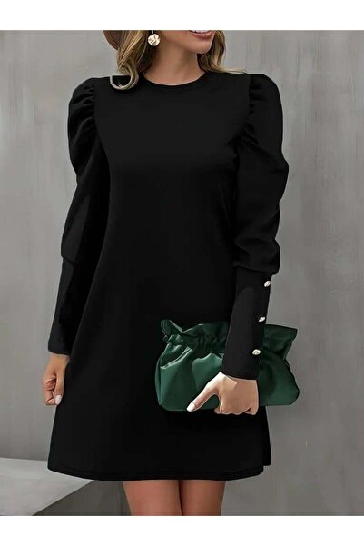 Aymood Жіноча сукня з довгими рукавами, коміром-стійкою, рукавами-крильцями т...