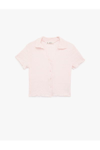 Koton Buttoned Classic Collar Short Sleeve Wrinkled Blouse