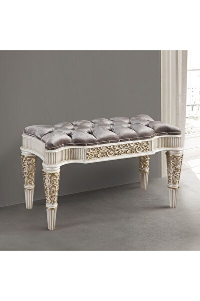 Dekordelisi Antik Avantgarde Gerdan Puf Gri EN: 84 cm BOY: 51 cm DERİNLİK: 40 cm