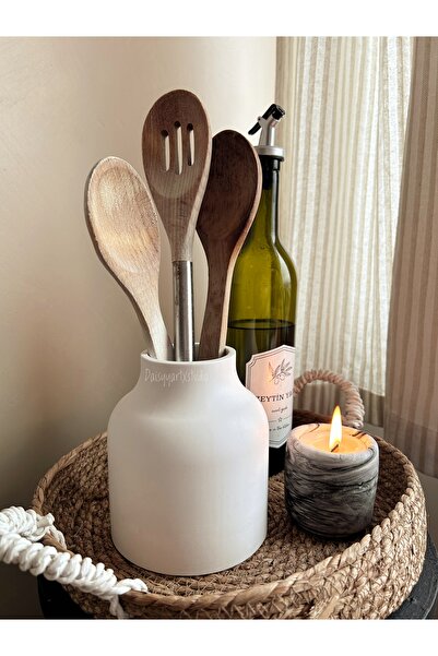 Daisyyartxstudio مزهرية بيضاء وحامل أدوات المائدة وحامل أقلام على شكل مكعب مق...