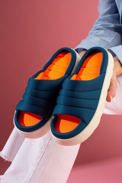 FUGA MODA Avenza Navy Blue Inside Gray Ultra Light Cloud Sole Padded Strap Sl...