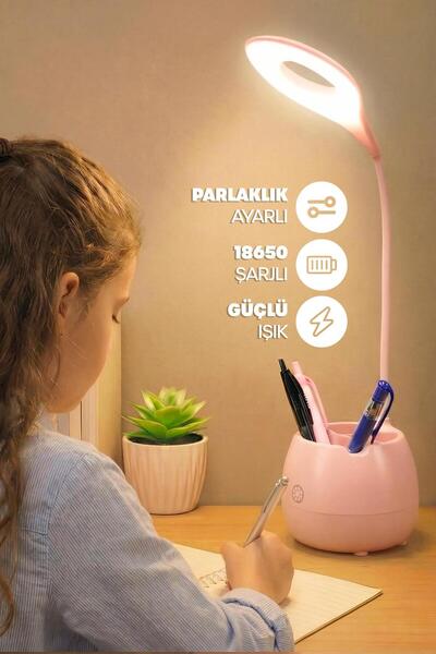 Thundara Şarjlı Masa Lambası Işık Ayarlanabilir Kalemlik Telefon Stand Ders Ç...