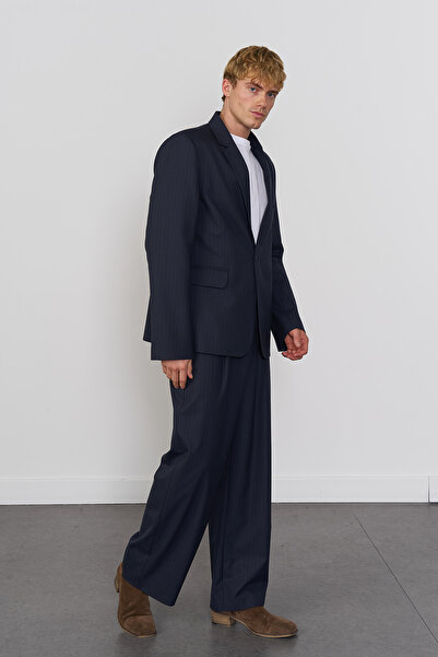 Beyyoglu Çizgili Bol Kesim Pantolon