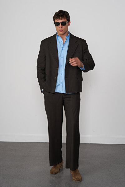 Beyyoglu Çizgili Bol Kesim Pantolon