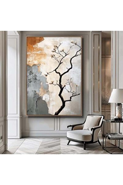 lawhat لوحة فنية راقية تجسّد شجرة متفرعة بأسلوب تجريدي أنيق، تتناغم فيها الأل...