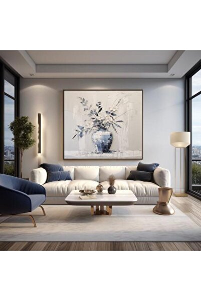 lawhat لوحة تحفة فنية تجمع بين الرقي والصفاء، تُظهر تناغم الأزرق الملكي مع ال...