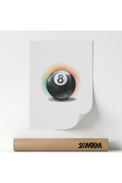 21mxm Poster 'Biliard Nr 8' Pe Panza Mata – Design Minimalist, A3 (29.7 x 42 ...