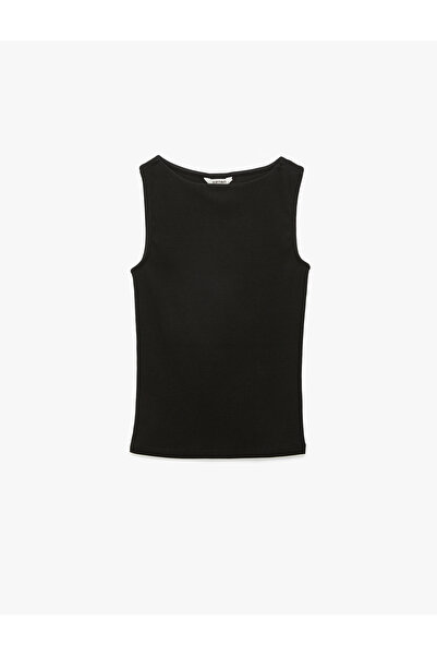 Koton Cotton Slim Fit Sleeveless Boat Neck Blouse