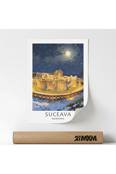 21mxm Poster 'Oras-Suceava' Pe Panza Mata – Design Minimalist, A4 (21 x 29.7 ...