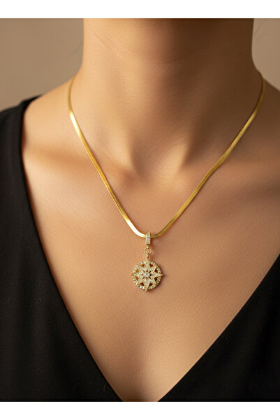 Elmosia Jewelry Compass Star Steel Necklace – Italian Chain, Vip Premium Jewe...