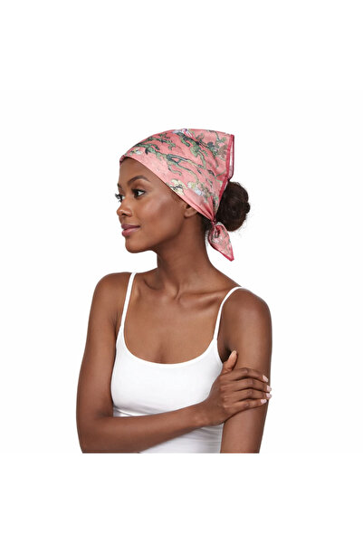 SİLKWORM LİFE Van Gogh Almond Tree Patterned 100% Silk Bandana Scarf 55X55 cm...