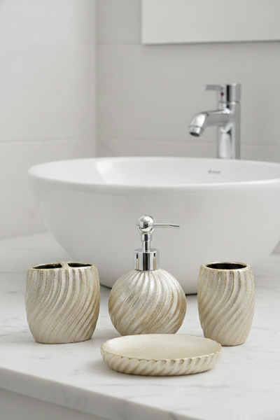 renkliürün Gold Oval Sabunluk Banyo Seti