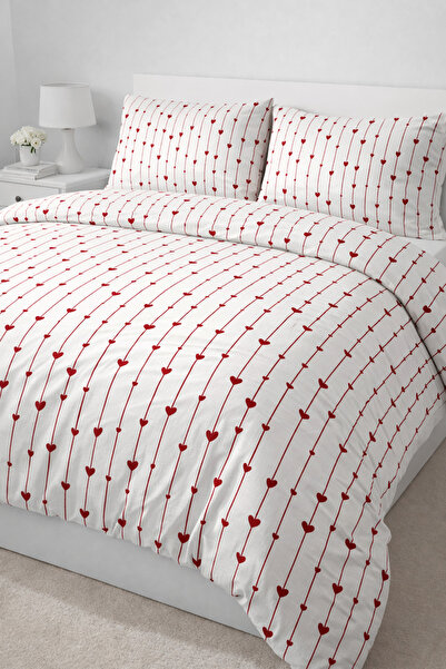Cottonest طقم غطاء لحاف مزدوج بنمط قلب رومانسي - عيد الحب - يومي - هدية