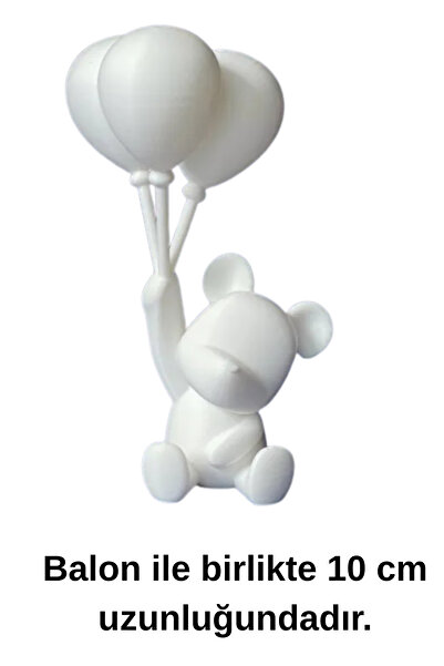 CESTOPİENO Elinde Balon Beyaz Ayıcık Pasta Süsü / Hobi Malzemesi / Hediyelik ...