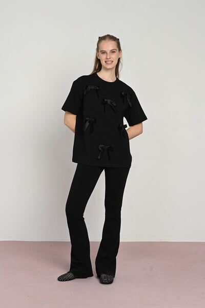 HAUSEkids Μπλουζάκι για κορίτσια Ribbon Mussness 9-14 ετών - Μαύρο