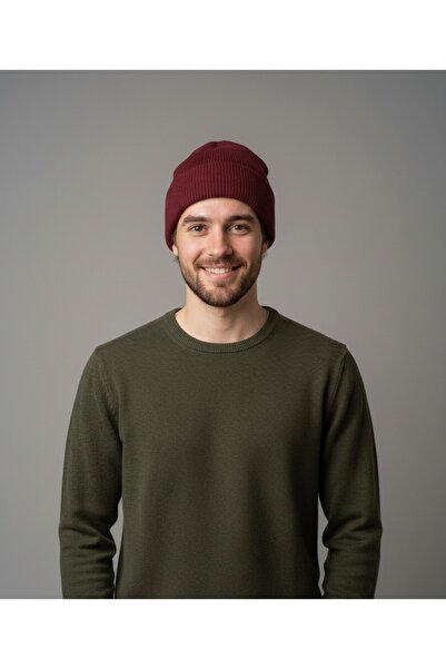sema aksesuar Men's Burgundy Color Winter Beret - Valentine's Day Gift