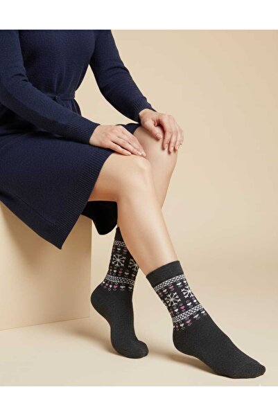 NESA 4'Çift Desenli Kışlık Kadın Havlu Soket Çorap