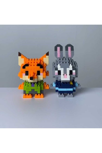 ZEKTON Zootropolis Nick & Judy Micro Bricks 2'li Set - 277 Parça Mini Blok Ya...