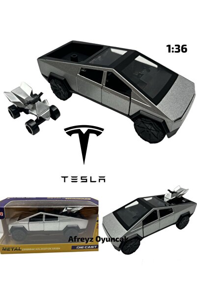afreyz oyuncak Oyuncak Tesla Cybertruck Metal Araba Çek Bırak Tesla Ve Atv 1:...
