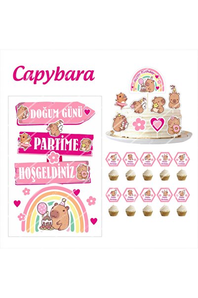 SİYAH PARTİ EVİ Kapibara / Capybara Kız Doğum Günü Parti Seti