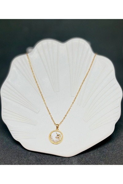 Unicorn Figürlü Yuvarlak Madalyon Gold İnce Zincir Kadın Kolye – Jewellery