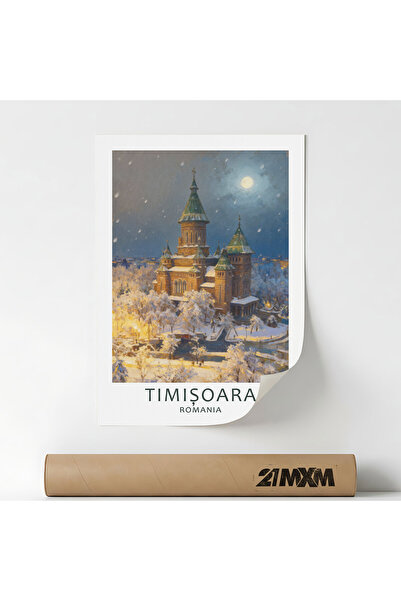 21mxm Poster 'Oras-Timisoara' Pe Panza Mata – Design Minimalist, A4 (21 x 29....
