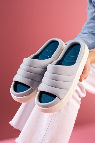 FUGA MODA Avenza Gray Inside Navy Blue Ultra Light Cloud Sole Padded Slippers