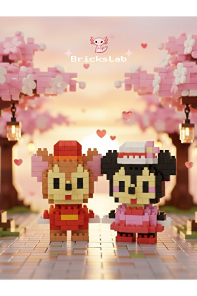 Bricks Mini Mickey & Minnie Yapboz 3D Puzzle Sevgililer İkili Set