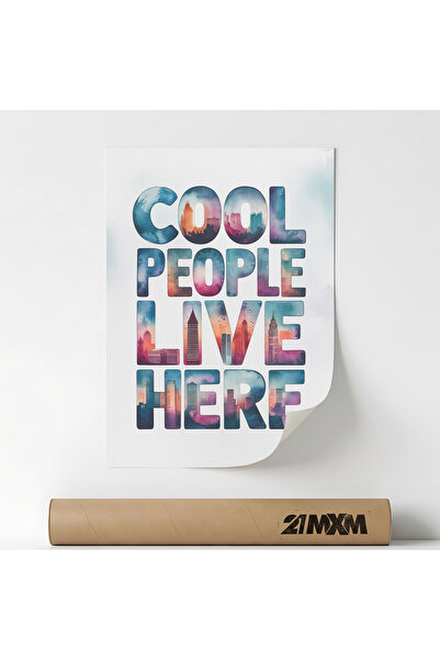 21mxm Poster 'Cool People Live Here' Pe Panza Mata – Design Minimalist, A4 (2...