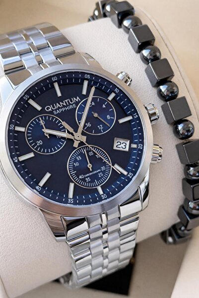Quantum ساعة يد رجالية كاملة من الفولاذ مقاومة للماء 10 ATM + سوار هدية VS.BL...